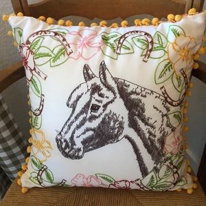 The Pioneer Woman Horse Cameo Decorative Pillow Embroidered